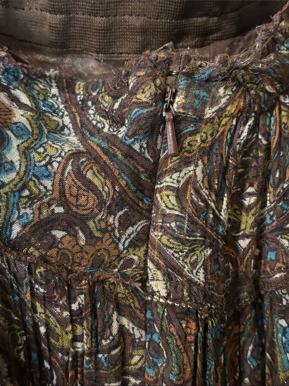 Boho Paisley Maxi Skirt in Brown and Teal - Picture 5 of 6